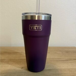 YETI Nordic Purple 26oz Stackable Rambler Tumbler Clear Lid  straw cup